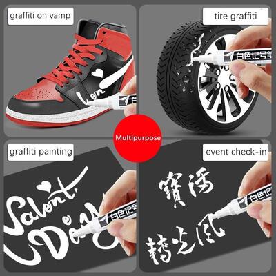 Haile 1/3pcs Permanent Oily White Markers Pens Waterproof Ti