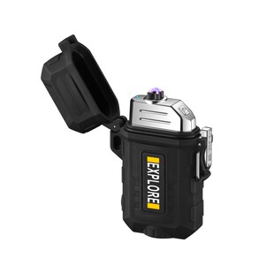 USB Waterproof Plasma Lighter Outdoor Windproof+Flashlight