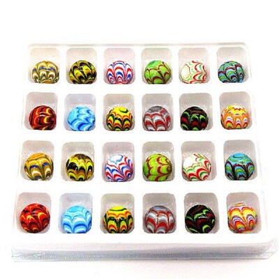 New 24pcs Mixed Handmade Lampwork Glass Marbles Balls Solid