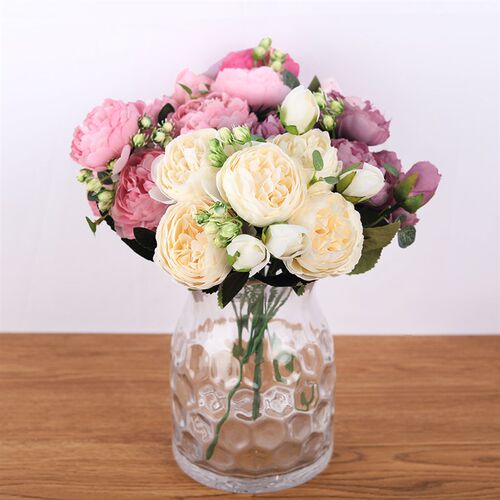 30cm Rose Pink Silk Bouquet Peony Artificial Flowers 5 Big H