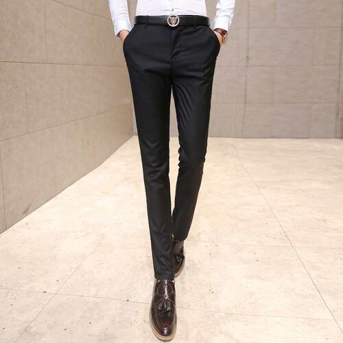 Mens Casual Trousers Slim-Fit Small-Feet Trousers Non-Ironi