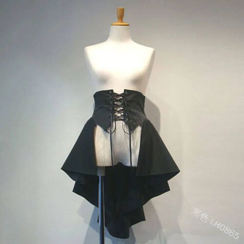 Victorian Burlesque Skirt Gothic Steampunk Corset Costume Pu