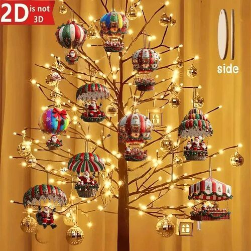 10Pcs Christmas2025 2D New Christmas Hot Air Balloon Santa A