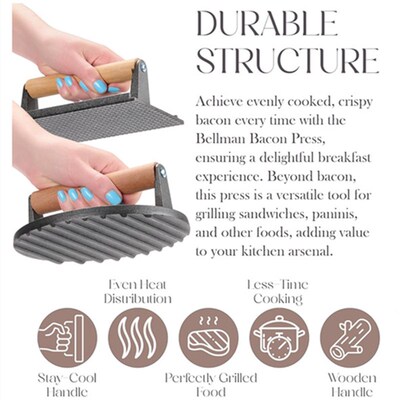 Cast Iron Grill Press Burger Steak Griddle Skillet