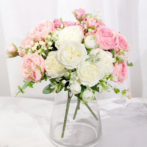 Pink Silk Peony Artificial Flowers Rose Wedding Home DIY Dec
