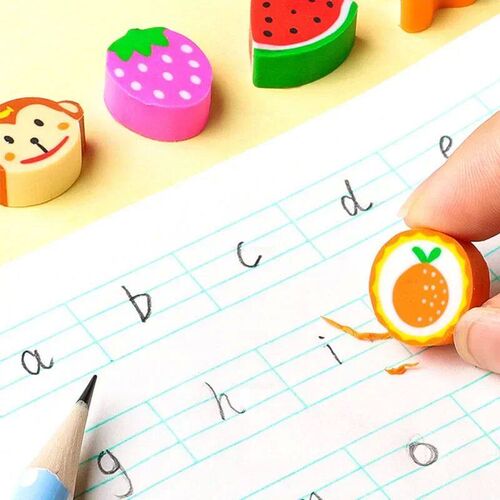 50pcs/set Cute Rubber Eraser Creative Animal Fruit Pencil Er