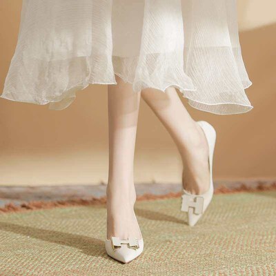 H579-22 sheepskin pad solid color high heels womens niche l