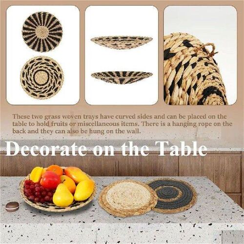 7PCS Boho Wall Baskets Round Shape Rattan Wicker Handmade