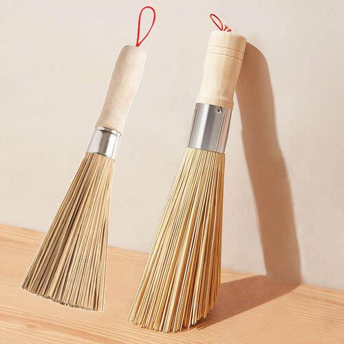 Natural Bamboo Brush - Kitchen Pot Scrubber, Bamboo Pot Brus