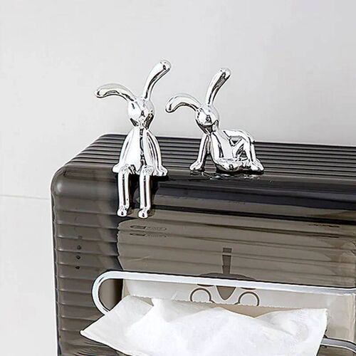 2PC Long-Eared Rabbit Double Statue Cartoon Decoration Acces