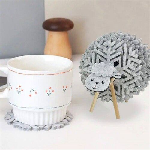 Wool Felt Drink Coasters Sheep-themed Felt Coasters Set for