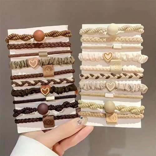 5/10/20pcs Simple Style Hair Tie Set Braided Hair Rope Heart