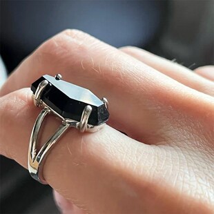 Vintge Punk Gothic Black Rhombus Zircon Rings For Women Pers