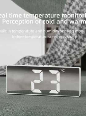 LED Electronic Mirror Alarm Clock Digital Clock Sound Contro