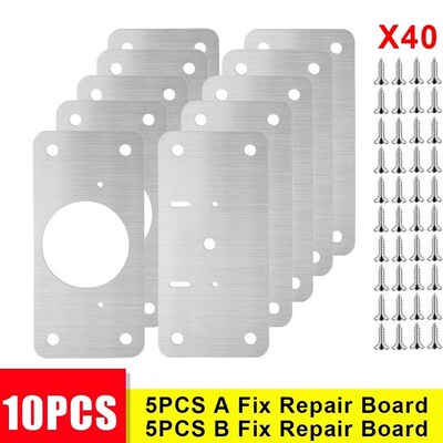 10Pcs Cabinet Hinge Repair Plate Kit Stainless Steel Door Hi