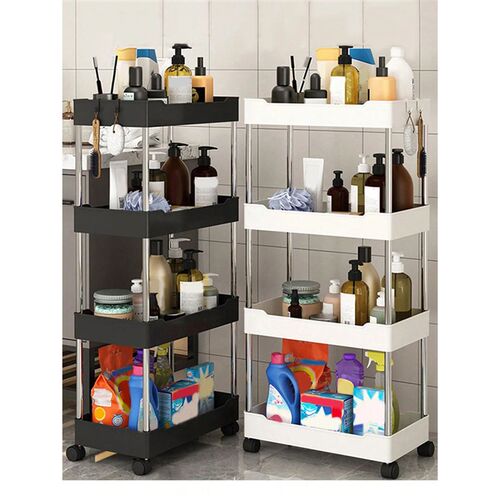 1pcs 3/4 Tier Rolling Utility Cart Storage Shelf Movable  St
