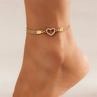 IngeSight.Z Luxury Rhinestones Peach Heart Single Metal Mesh