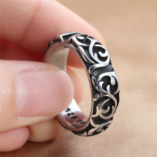 New Zinc Alloy Flower Rattan Ring Retro Trendy Male Personal