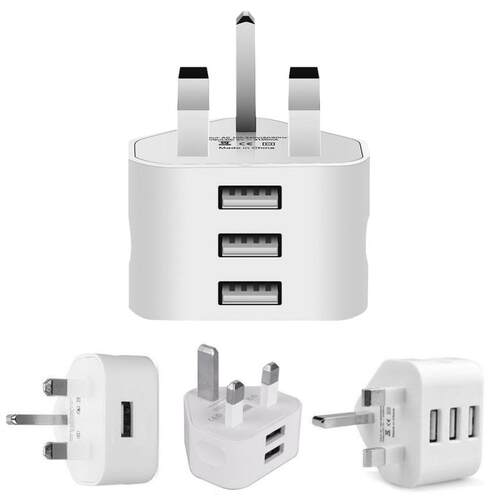 Universal UK Plug 3 Pin Wall Charger Adapter With 1/2/3 USB