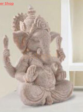 MagiDeal Hand Carved Sandstone Seated Ganesh Buddha Deity El