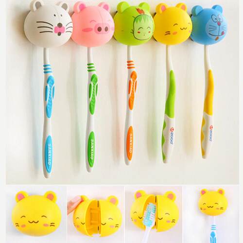 Cute Various Cartoon Animal Head Toothbrush Holders With Wal