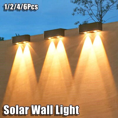 1/2/4/6 Pcs Outdoor Solar Wall Light Waterproof Fence Lamp U