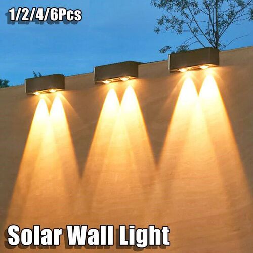 1/2/4/6 Pcs Outdoor Solar Wall Light Waterproof Fence Lamp U
