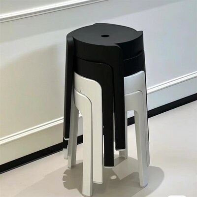 Nordic round stool plastic adult stackable high table chair1