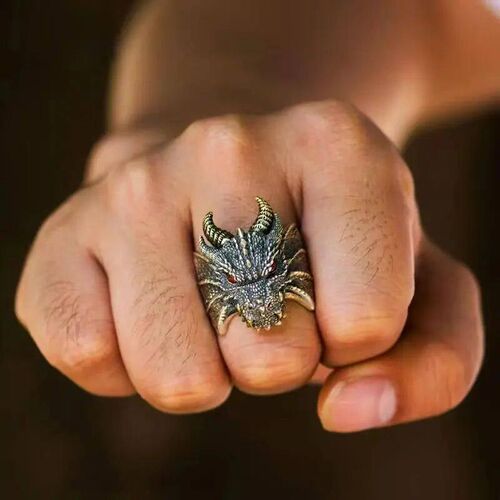 Retro Domineering Ethnic Style Fire-Breathing Dragon Ring Me