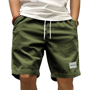 Vintage Cargo Shorts Mens Summer rendy Retro Corduroy Short