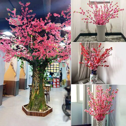 1/3/5pcs Artificial Peach Blossom Branch Spring Plum Cherry