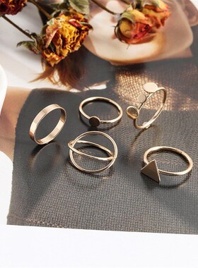 Alloy Joint Rings Geometric Triangle Circular Piece Rings Se