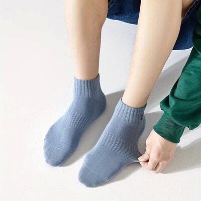 5 Pairs Of Mens Pure Color Waist Binding Short Leg Mens So