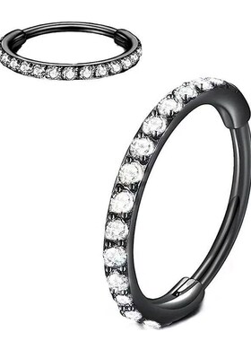 Stainless Steel Hoop Piercing Earring For Women Zircon CZ Ca