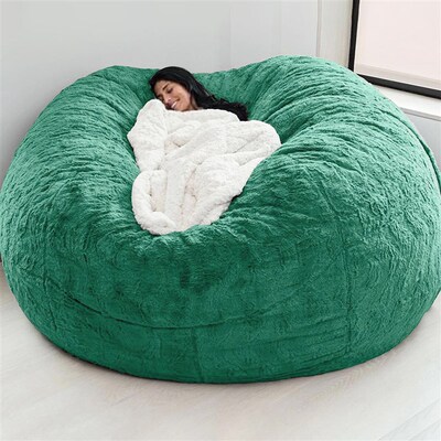No Stuffed Gray Bean Bag Chair Giant Beanbag Pouf Sofa Bed P