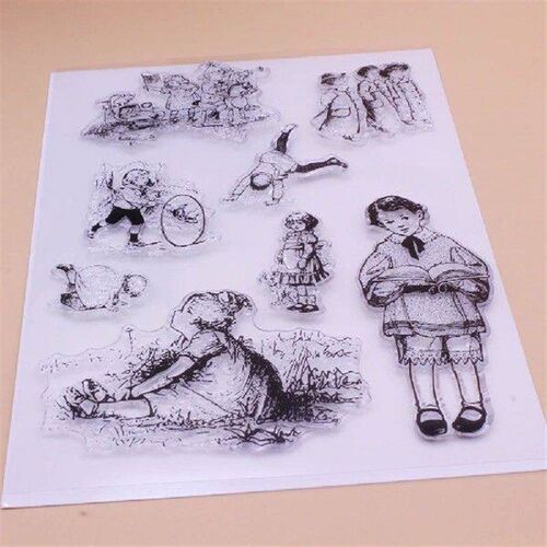 Alinacutle Clear Stamps Cute Children Kids Girl Character