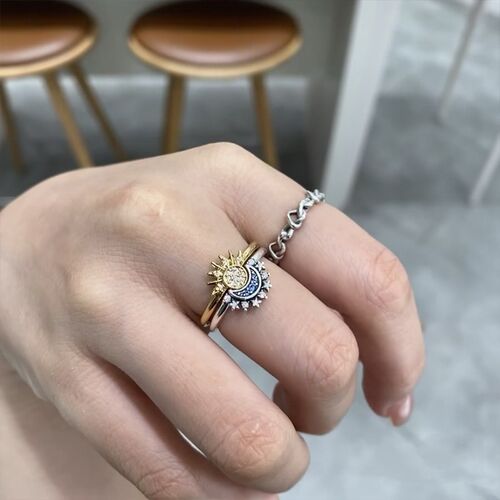 2023 New Summer Women Fashion Sun Moon Star Ring Elegant Tem