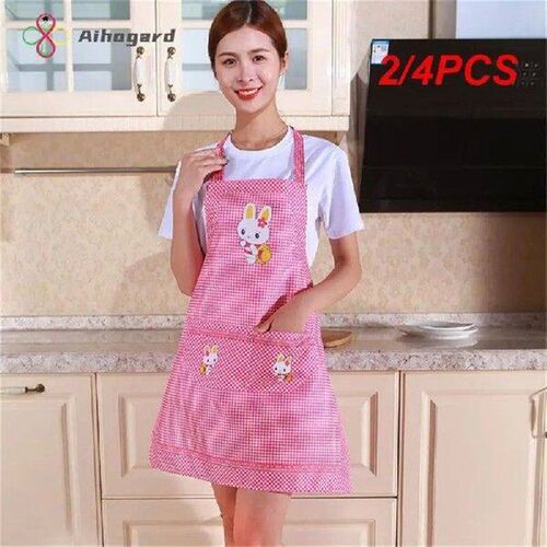 2/4PCS Women Apron Practical One Size Kitchen Apron Cartoon