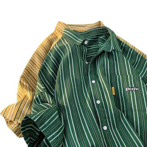 Shirt Mens Retro Loose Summer Thin Short-sleeved Shirt Desi
