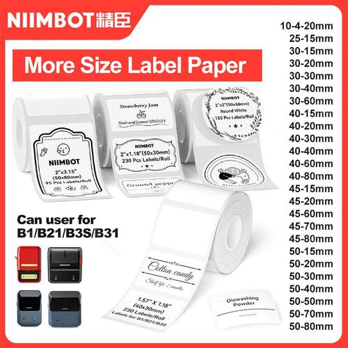 Niimbot 1Roll B1 White er Paper Waterproof Adhesive Label Wh