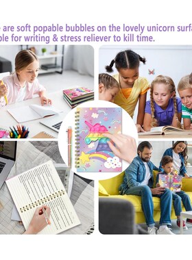 Pop Notebook for Kids, A5 Fidget Girls Diary Journal with 6