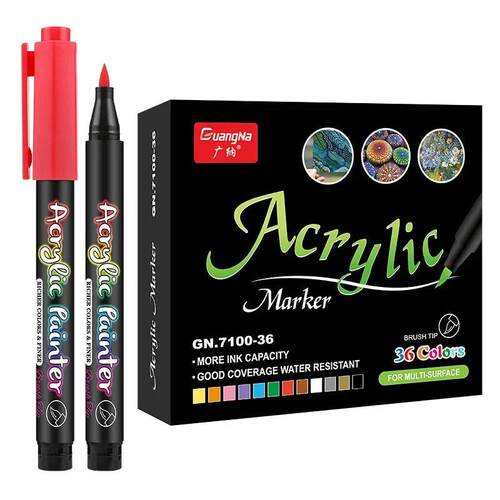 12/60Color Acrylic Brush Pen Soft Tip Marker Pen for Rock Gl