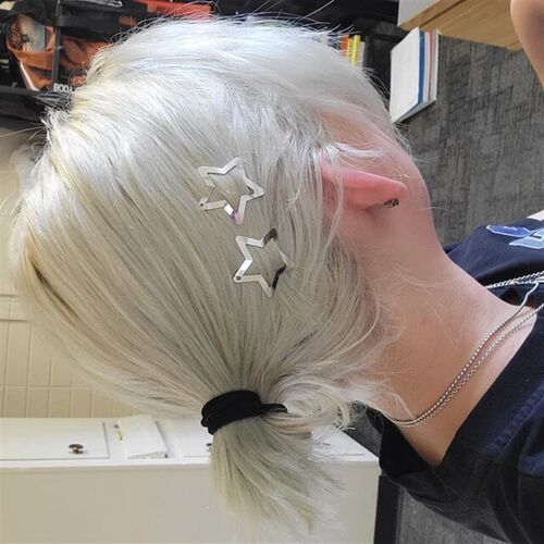 10Pcs Punk Silver Star Hair Clip Hair Metal Snap Clip Hairpi