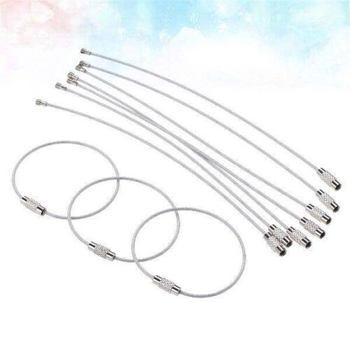 10 Pcs Keychains Loop The Wire Ring Cable Tag Keepers