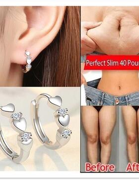 。Jinchen fashion exquisite love ear buckle female inlaid zi