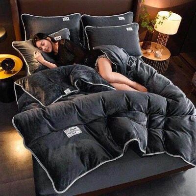Four-Piece Coral Fleece Bedding Heat Preservation and Warm