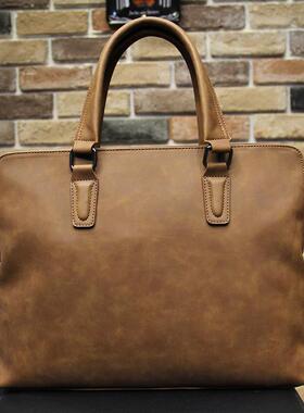 Crazy Horse PU Leather Men Briefcase 2023 Business Computer