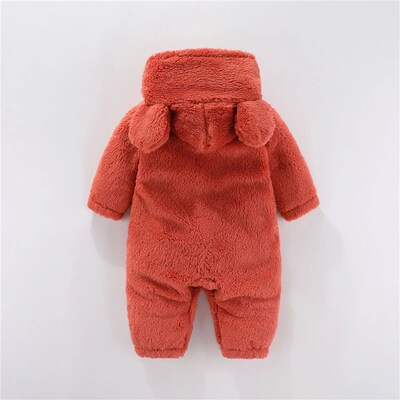 0-12M Newborn Baby Rompers Autumn Winter Warm Fleece Baby Bo