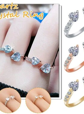 Fashion Double Heart Love Quartz Crystal Ring Ionix Therapy