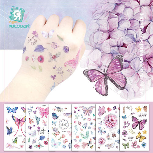 Rocooart Butterfly Tattoo Sticker For Children Birthday Gift